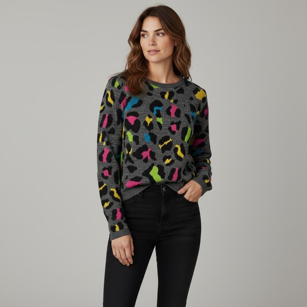 Alice + Olivia Metallic Rhodes Leopard Print Sweater